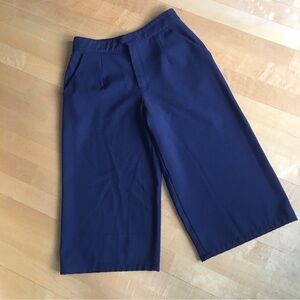 CRAYON Wide, Straight Leg, High Rise, Dressy Crop Capri Pants, Black, Size M